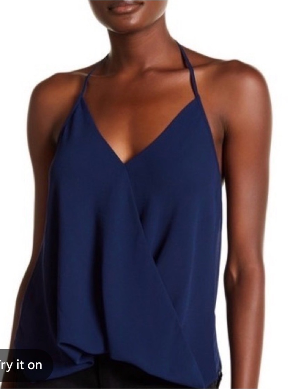 Naked Zebra Navy Surplice Halter Cami Size M